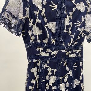 Antonio Milani Navy Embroidered Dress